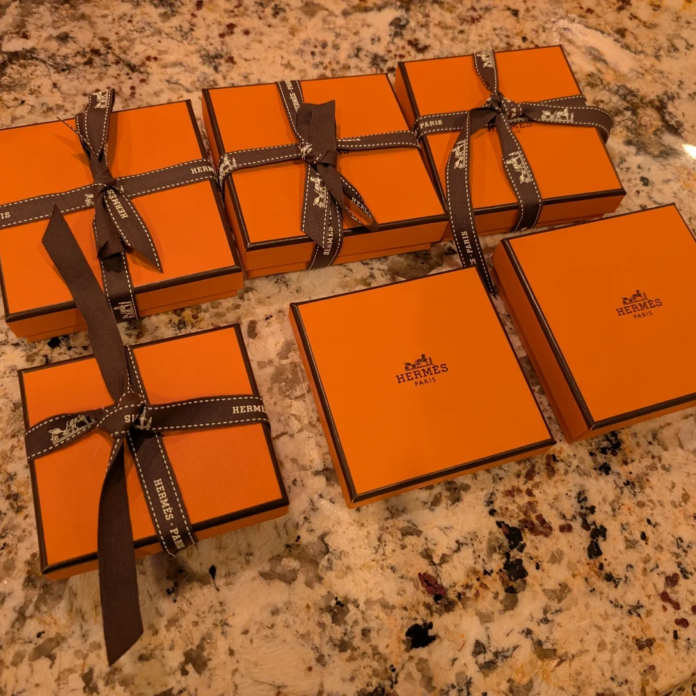 Hermès Signature Orange Boxes with Dark Ribbon
